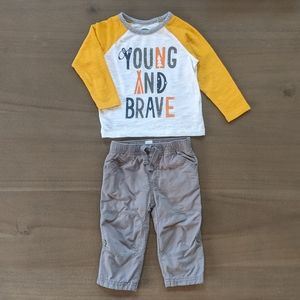 OLD NAVY Long Sleeve Yellow Shirt & Grey Pant